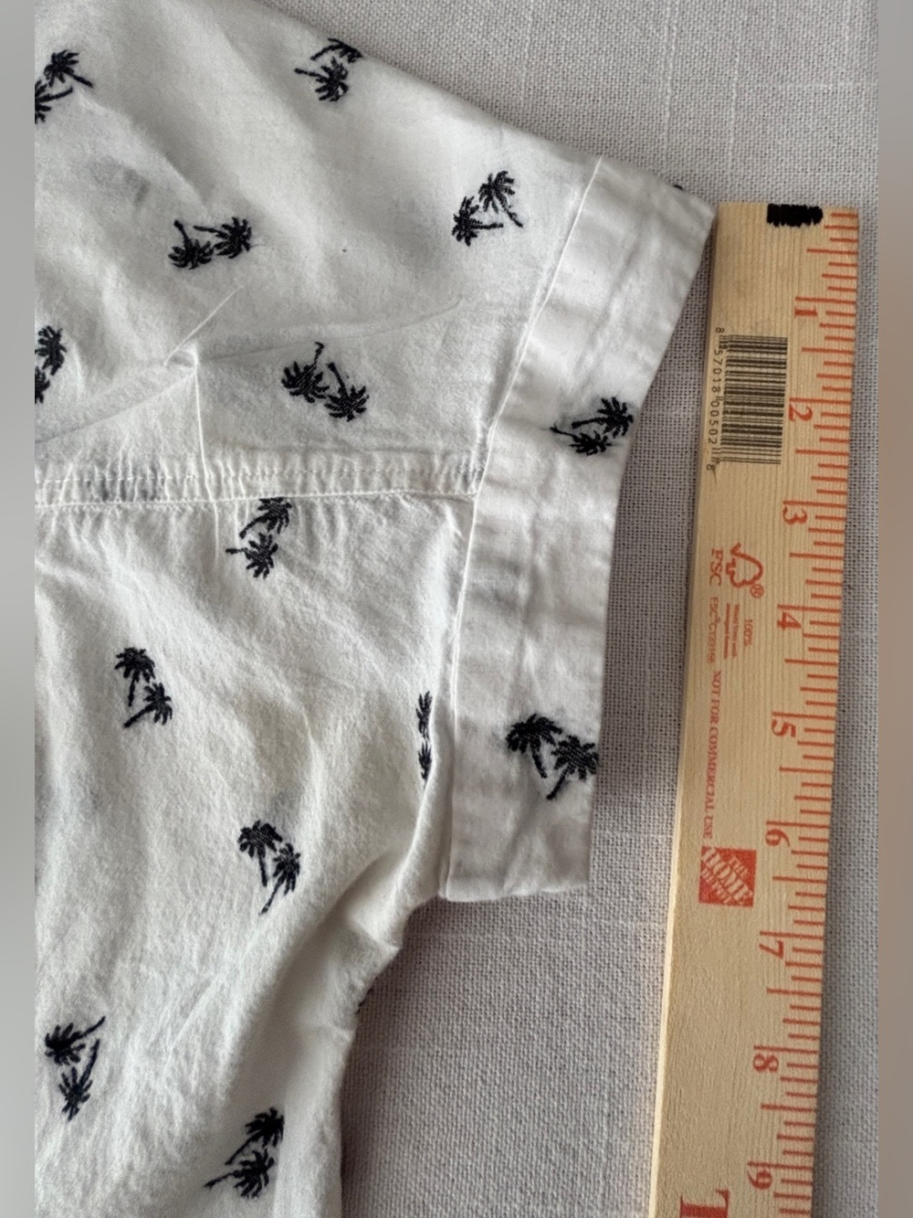 Madewell White Blouse with Black Palm Tree Pattern & Tie Front ~ Women’s Large - Picture 7 of 13